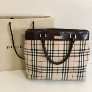 Authentic BURBERRY nova check tote w leather